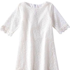 Toddler Girls Cotton Elegant Flower Lace Half Sleeve A-Line Princess Dress
